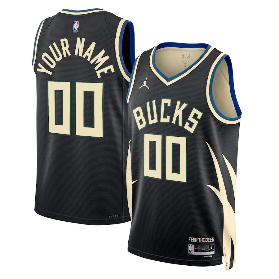 Men Milwaukee Bucks Jordan Brand Black Statement Edition 2022-23 Swingman Custom NBA Jersey->customized nba jersey->Custom Jersey